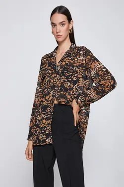 پیراهن زنانه طرح قهوه ای 3WAK60292UW - یاری شاپ