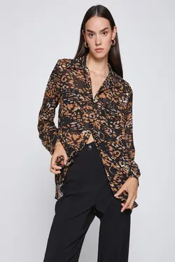 پیراهن زنانه طرح قهوه ای 3WAK60292UW - یاری شاپ