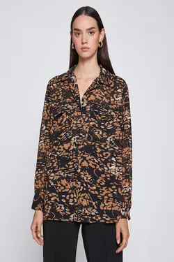 پیراهن زنانه طرح قهوه ای 3WAK60292UW - یاری شاپ