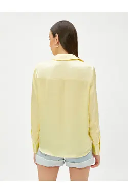 پیراهن ساتن آستین بلند دکمه دار - یاری شاپ