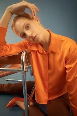 پیراهن ساتن دکمه دار آستین بلند - یاری شاپ