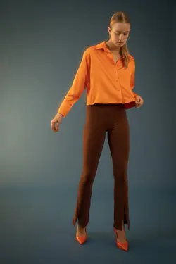 پیراهن ساتن دکمه دار آستین بلند - یاری شاپ