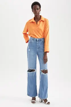 پیراهن ساتن دکمه دار آستین بلند - یاری شاپ