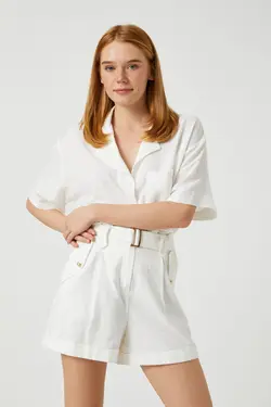 پیراهن سفید زنانه 3SAK60058PW - یاری شاپ