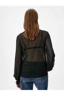 پیراهن شفاف یقه ایستاده آستین بادکنکی - یاری شاپ