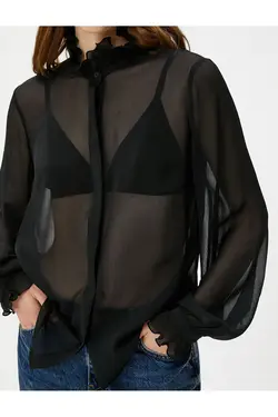 پیراهن شفاف یقه ایستاده آستین بادکنکی - یاری شاپ