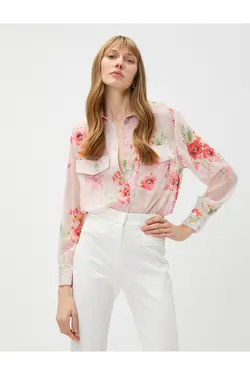 پیراهن شیفون گلدار با جیب - یاری شاپ