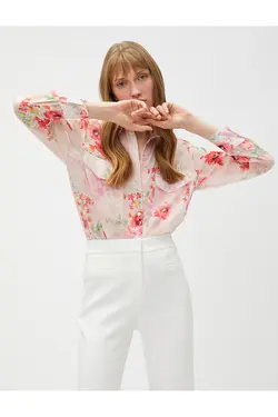 پیراهن شیفون گلدار با جیب - یاری شاپ