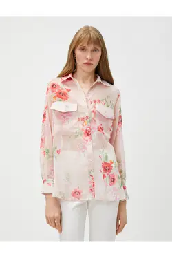 پیراهن شیفون گلدار با جیب - یاری شاپ