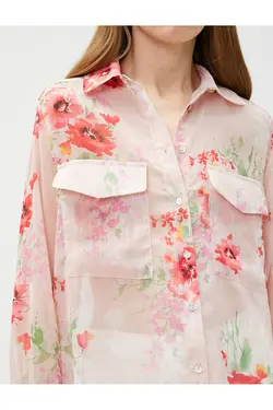 پیراهن شیفون گلدار با جیب - یاری شاپ