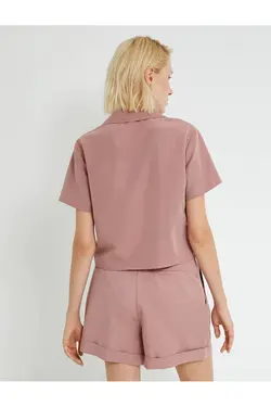 پیراهن کوتاه آستین کوتاه جیبی ترکیبی - یاری شاپ