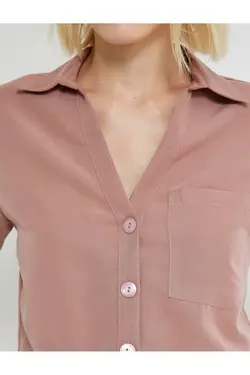 پیراهن کوتاه آستین کوتاه جیبی ترکیبی - یاری شاپ