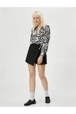 پیراهن گلدار یقه کلاسیک دکمه دار آستین بلند - یاری شاپ