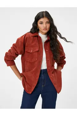 پیراهن مخملی با جیب آستین بلند - یاری شاپ