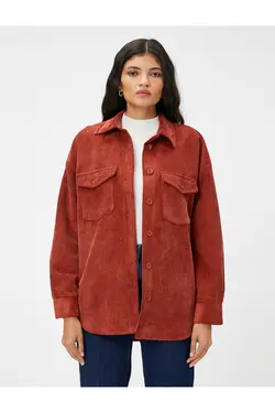 پیراهن مخملی با جیب آستین بلند - یاری شاپ