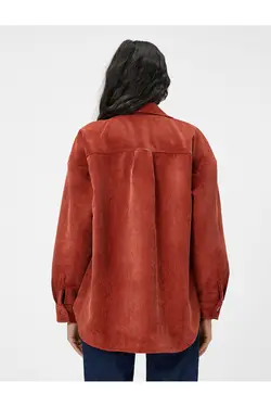 پیراهن مخملی با جیب آستین بلند - یاری شاپ