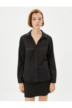 پیراهن معمولی یقه مشکی پیراهن زنانه ساده 4WAK60454UW - یاری شاپ