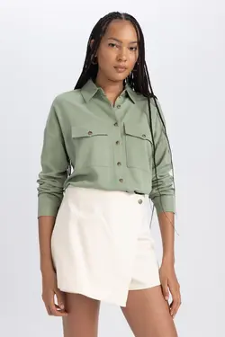 پیراهن منظم یقه پیراهن آستین بلند بلماندو - یاری شاپ