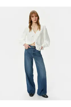 پیراهن یقه نوزاد آستین بادکنکی ویسکوز دکمه دار - یاری شاپ