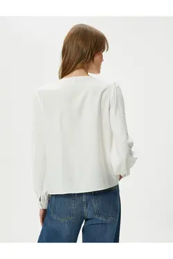 پیراهن یقه نوزاد آستین بادکنکی ویسکوز دکمه دار - یاری شاپ