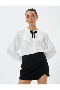 پیراهن یقه نوزاد آستین بادکنکی ویسکوز دکمه دار - یاری شاپ