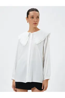 پیراهن یقه نوزاد آستین بادکنکی ویسکوز دکمه دار - یاری شاپ