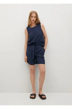 تاپ فلوی بند آبی سرمه ای زنانه - یاری شاپ