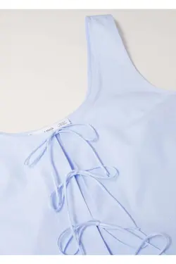 تاپ کراپ پنبه ای پاپیونی آسمانی زنانه - یاری شاپ