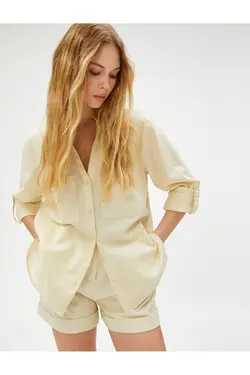 ترکیب کتانی پیراهن یقه باشکوه - یاری شاپ