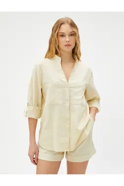 ترکیب کتانی پیراهن یقه باشکوه - یاری شاپ