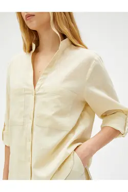 ترکیب کتانی پیراهن یقه باشکوه - یاری شاپ