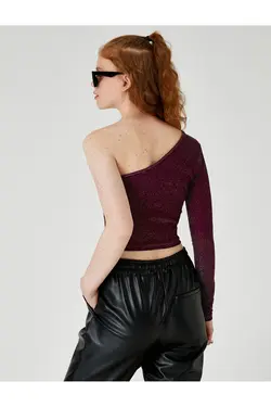 تی شرت تک شانه آستین بلند براق براق - یاری شاپ