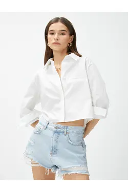 جیب آستین بلند پیراهن پوپلین برش جزئیات - یاری شاپ