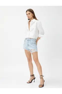 جیب آستین بلند پیراهن پوپلین برش جزئیات - یاری شاپ