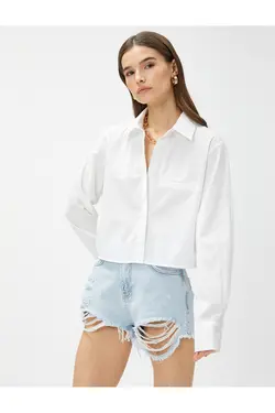 جیب آستین بلند پیراهن پوپلین برش جزئیات - یاری شاپ