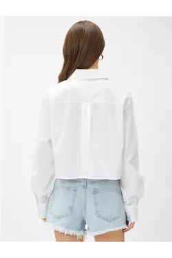 جیب آستین بلند پیراهن پوپلین برش جزئیات - یاری شاپ