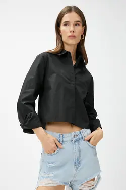 جیب آستین بلند پیراهن پوپلین برش جزئیات - یاری شاپ