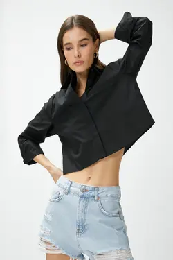 جیب آستین بلند پیراهن پوپلین برش جزئیات - یاری شاپ