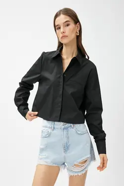 جیب آستین بلند پیراهن پوپلین برش جزئیات - یاری شاپ