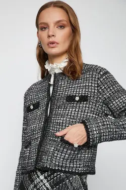 دامن کوتاه زنانه Melis Ağazat X – Slim Fit Tweed Mini Skirt 3wak70087ew - یاری شاپ