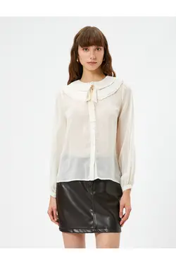 روبان پیراهن یقه کودک پارچه ابریشمی آستین بلند - یاری شاپ