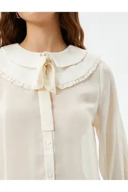 روبان پیراهن یقه کودک پارچه ابریشمی آستین بلند - یاری شاپ