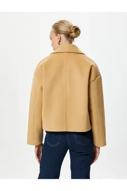 ژاکت کوتاه دوخته شده با جیب دکمه دار دو سینه با جزئیات - یاری شاپ