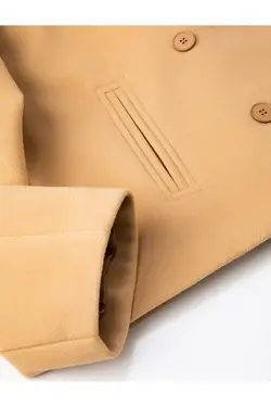 ژاکت کوتاه دوخته شده با جیب دکمه دار دو سینه با جزئیات - یاری شاپ