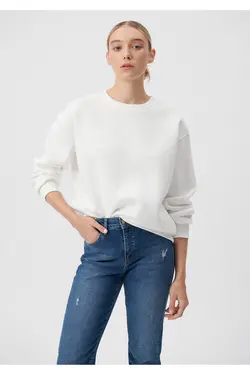 سویشرت پایه سفید یقه خدمه 1610198-70057 - یاری شاپ