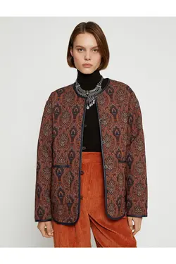 کت یقه گرد دکمه دار طرح قومی - یاری شاپ