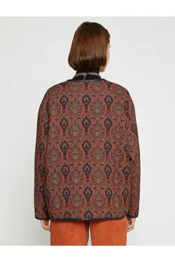 کت یقه گرد دکمه دار طرح قومی - یاری شاپ