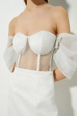 لباس سفید زنانه 2SAK80182FW - یاری شاپ