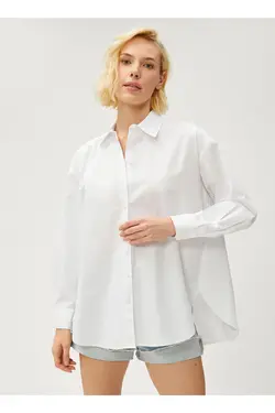 یقه پیراهن پیراهن سفید ساده زنانه 3sak60011pw - یاری شاپ