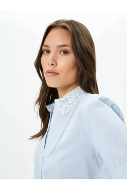 یقه توری پیراهن آستین کوتاه - یاری شاپ